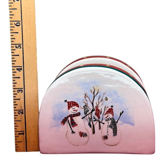 CIB Royal Seasons Stoneware 5-Piece Accessory Set Snowman Design Holiday Decor - Picture 5 of 11